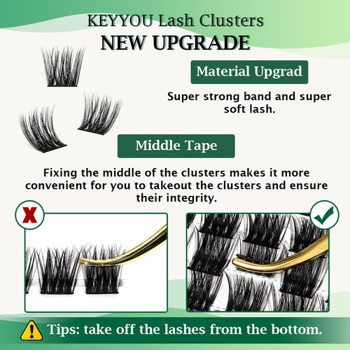 Lash Clusters,96 Pcs Cluster Lashes D Curl 10-18MIX DIY Lash Extensions Eyelash Clusters,KEYYOU Volume Wispy Individual Lashes Soft&Comfortable Easy DIY at Home(Y30,D-10-18MIX)
