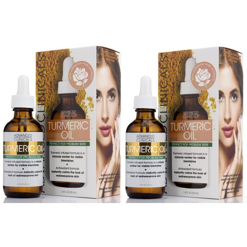 Advanced Clinicals Turmeric Oil Facial Skin Care Serum For Face. Moisturizer Skincare Formula W/Rose Extract & Jojoba Oil For Dry Skin, Redness, & Skin Blemishes, 1.8 Fl Oz (Pack of 2)