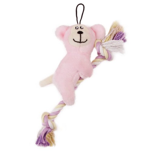 Pet Life ® 'Broom-Lick' Plush and Jute Rope Squeaking Newborn Cat and Dog Toy