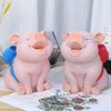 Piggy Bank with Red Bow-Knot, H&W Lovely Pig Coin Bank, Creative Shatterproof Gift Money Bank, Can Store 1000 Coins
