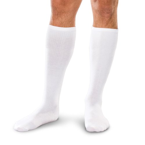 Core-Spun Mild (15-20mmHg) Graduated Compression Support Knee High Socks (White, XL)