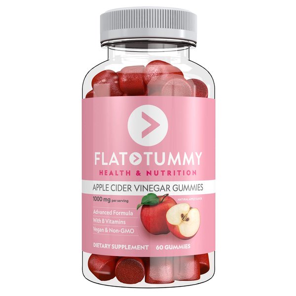 Flat Tummy Tea Apple Cider Vinegar Gummies, 60 Count – Boost Energy, Detox, Support Gut Health & Healthy Metabolism – Vegan, Non-GMO - Made with Apples, Beetroot, Vitamins B6 & B12, Superfoods