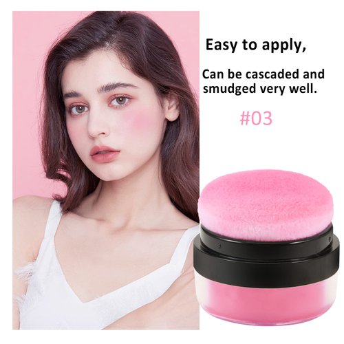 Boobeen Loose Powder Blush Air Cushion Blush, Natural Blusher for Cheeks, Highly Pigmented Blush Makeup Easy to Blend Makeup Blushin, All Day Wear (C03)