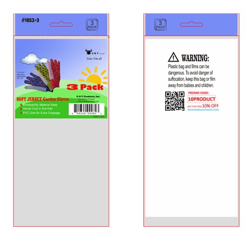 G & F 1852-3 Women Soft Jersey Garden Gloves, Women Work Gloves, 3-Pairs Green/Red/Blue per Pack