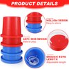 Meooeck 2 Pairs Walking Stilts Balancing Bucket Stilts Cup Thickened Plastic Stilts with Adjustable Rope for Kid Balance Coordination Birthday Playground Game Party Favor(Red, Blue)