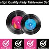 96 Pieces Record Paper Plates 50's Theme Party Decorations Record Plates and Napkins for Party Retro Vinyl Record Party Dessert Plates 1950's Tableware Set Music Party Supplies