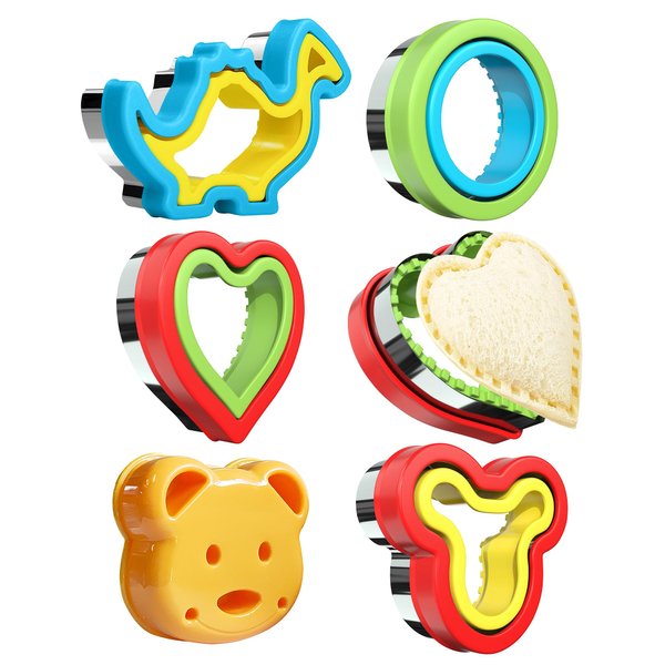 Sliafwh Sandwich Cutter and Sealer for Lunch - 5 PCS Uncrustable Maker for Lunchbox and Bento Box - Cookie Cutters for Boys Girls