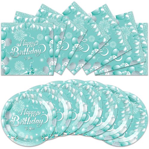Generic 40pcs Green Birthday Party Supplies-Party Decorations Tableware For Kids, Plate, Napkin Party Decorations Dinnerware