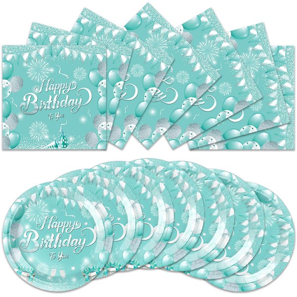 Generic 40pcs Green Birthday Party Supplies-Party Decorations Tableware For Kids, Plate, Napkin Party Decorations Dinnerware