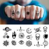 Oottati 2 Sheets Small Tiny Temporary Tattoo Stickers Finger Alien Skull Eye Moon Totem