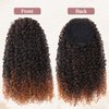 Curly Ponytail Extension for Black Women Drawstring Ponytail Hair Extensions 14'' Ombre Brown Synthetic Kinkys Curly Drawstring Ponytail for African Women