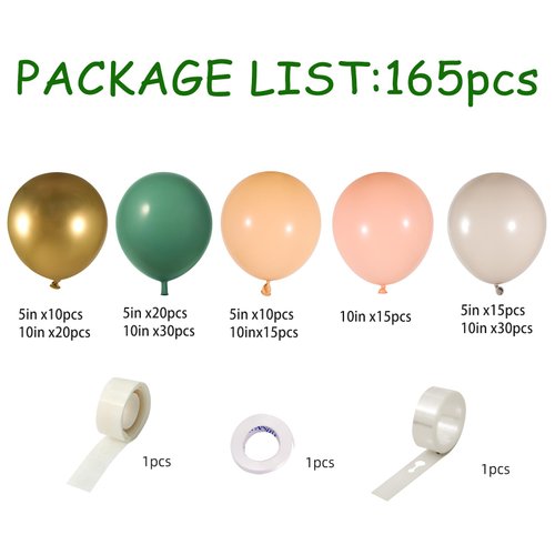 Sage Green Balloon Garland Arch Kit 165pcs Sage Green Sand White Apricot Blush Apricot Chrome Gold Balloons for Baby Shower Bridal Shower Birthday Engagement Party Decorations