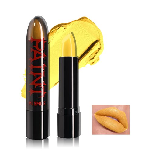 Easilydays Halloween Matte Lipstick, Long Lasting Matte Lipstick Lip Gloss, Goth Lipstick Makeup, Non-stick Lipsticks Vivid Vampire Lipsticks for Masquerade, Cosplay, Halloween Makeup, #02 Yellow
