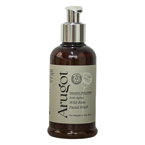 Arugot Organic Wild Rose Face Wash, Made in Israel | Anti-Aging Facial Cleanser for Age Spots, Dark Circles & Fine Lines - 5.1 FL Oz / 150 Ml