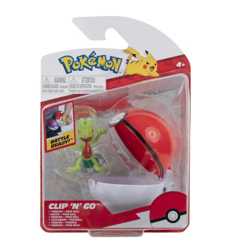 Pokemon Clip N Go Pokeball & 5 cm Treecko Battle Figure – Attachable to Belt – New 2022 – Officially Licensed Toy