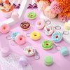 Jexine 36 Pcs Donut Keychain Stress Balls 2 Inch Donut Theme Party Favors Doughnut Keychain Pendant for Kids Backpack Party Supplies Accessory, 6 Colors