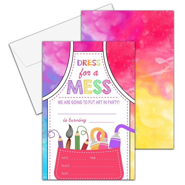 YQV Birthday Invitations, 4"x6" Art Birthday Party Invitations with Envelopes for Art Painting Party Decorations Supplies(20 Pieces)-C30