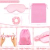 ANBALA 18 Pcs Sleepover Party Supplies, 6 Pink Satin Sleep Eye Masks, 6 Pink Velvet Scrunchies