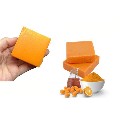 Yeahgoshopping Turmeric and Orange Honey Soap Bar for Sensitive Skin, Gentle Face and Body, Cold Process Vegan Thailand Handmade Soap - One Bar 2.2 Oz