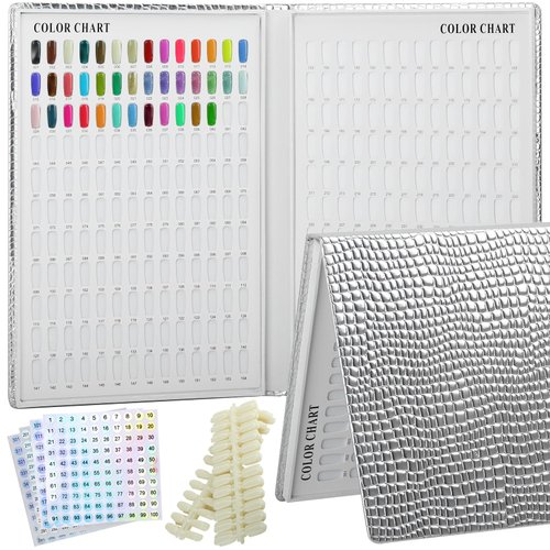 vnjaoi 308 Nail Polish Swatches Book Leather Nail Color Display Book,UV Gel Polish Book Nail Painting Practice Design Board, Fake Tips Nails Sample Display Nail Art for Nail Salons