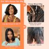 GUDOZO Bob Wig Human Hair Glueless Wigs Human Hair Pre Plucked Pre Cut 4x4 HD Lace Front Glueless Wigs Human Hair 180% Density Short Straight Bob Wigs for Black Women 12 inch
