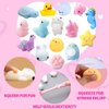Valentine Mochi Party Favors Set, 28 Pcs Mochi Squishy Toys Filled Hearts and Valentines Day Cards for Kids Valentine's Exchange Gift, Stress Relief Toys, Classroom Rewards