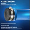Supply Giant 3962 Flexible PVC Pipe Cap with Stainless Steel Clamps, 4", Black