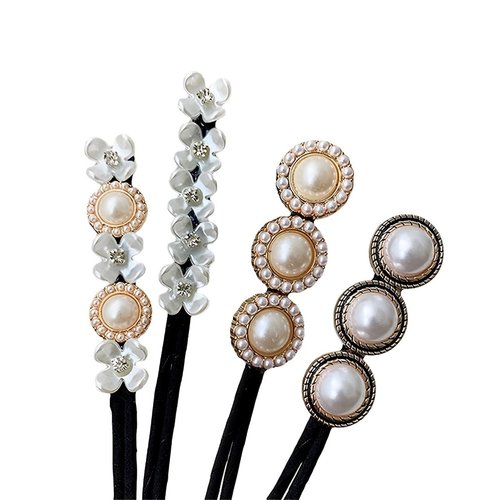 4 Pcs braided hair clips, Vintage Pearl Braid Hairpin Meatball Head Device and Lazy Curls and Braided Deft Donut for Women and Girls Deft Braided Accessories