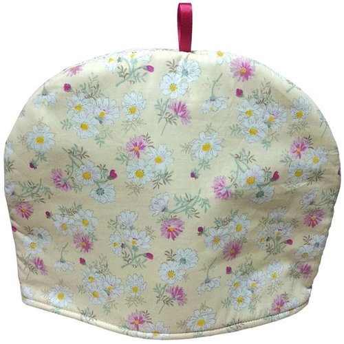 Cotton Tea Cozy Vintage Floral Printed Teapot Cover Tea Pot Décor Cozies Insulated Kettle Kitchen Dust Cover, Yellow Daisy