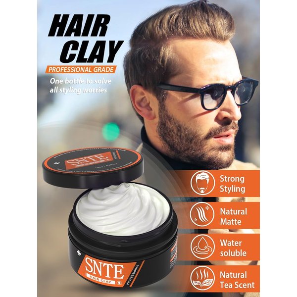 Samnyte Hair Clay, 4.2oz - Natural Hair Wax for Men with Strong Hold, Matte Texture, and Premium Scent - Hair Paste for Men for Textured, Messy and Relaxed Multiple Hairstyles