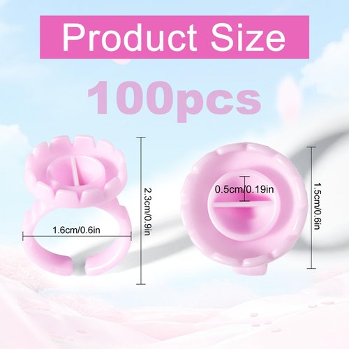 NXJ INFILILA Glue Rings, 100PCS Glue Rings for Eyelash Extensions, Disposable Lash Glue Rings for Eyelash Extension Supplies, Blossom Lash Glue Holder Rings for Lash Supplies