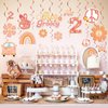 Two Groovy Party Hanging Swirls Decorations, Groovy Birthday Theme Ceiling Foil Swirls Party Supplies for 2 Year Old Girl Retro Hippie Boho Party Decor