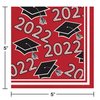 Creative Converting Class of 2022 Classic Red Beverage Napkins, 5"