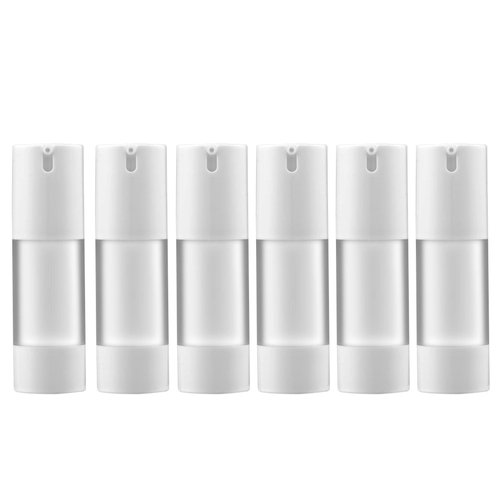 longway 1 Oz (30ML) Empty Refillable Airless Pump Bottle,Travel Foundation Containers,Airless Cosmetic Pump Bottle for Hand Sanitizer, Toner,Gel,Hair Oil, Lotion and Face Cream (Pack of 6, Frosted)