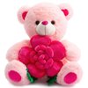 BEJOY Teddy Bear Stuffed Animals Plush Bear Holding Rose Soft Plush Toy Valentine's Day, 16 Inch, Pink