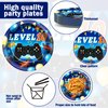 96Pcs 10th Birthday Video Game Party Supplies Blue 10th Plates and Napkins Tableware Set Level 10 Party Decorations for Boys Gamer Birthday 10 Year Old Party Favors for 24 Guests