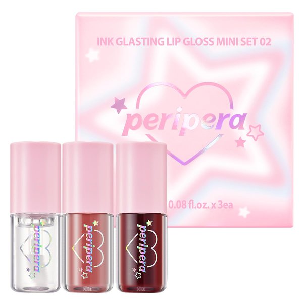 Peripera Ink Glasting Lip Gloss Mini Holiday Gift Sets (Mini Set, 2.5ml * 3), Great for Stocking Stuffers,Lip Gloss Set, Clear Lip Gloss, Lip Make Up