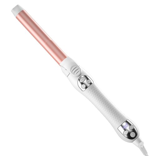 Rotating Curling Iron 1 inch, Dual Ceramic Voltage Heat Hair Wand, Automatic Curling Barrel Curls Waver for Women, Hair Curler for Long Hair, Rose Pink