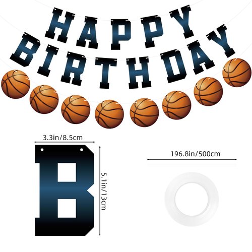 Adecortalk Basketball Happy Birthday Banner Basketball Birthday Party Decorations for Boys Basketball Party Supplies Sports Theme Party Decorations Basketball Birthday Sign