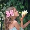 2 PCS Enchanting 5-Inch Fairy Fashion Bow Hairpin: Multicolor Option Sequins Hair Clip for Kids and Teenage Girls (Pink)