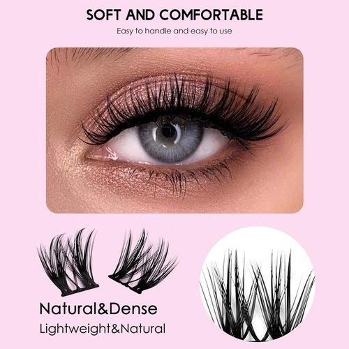 Uranian DIY Cluster Eyelash Extensions 110pcs Individual Lashes Black Natural D Curl Faux Mink Lashes 10-14mm Mix Length Clusters False Eyelashes for Women and Girls