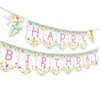 Fairy Tea Party Banner Fairy Party Supplies Fairy Happy Birthday Party Banner Fairy Banner for Fairy Floral Birthday Party Supplies