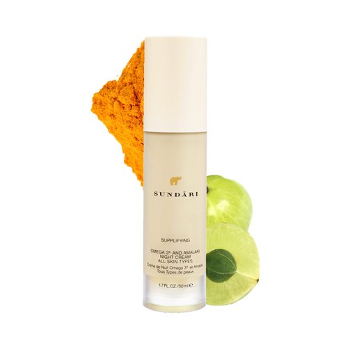 SUNDARI Omega 3+ and Amalaki Night Cream, 1.7 Fl Oz, Deeply Nourishing Formula rich in Vitamin C, Herbal Extracts for Hydrated and Brighter Skin