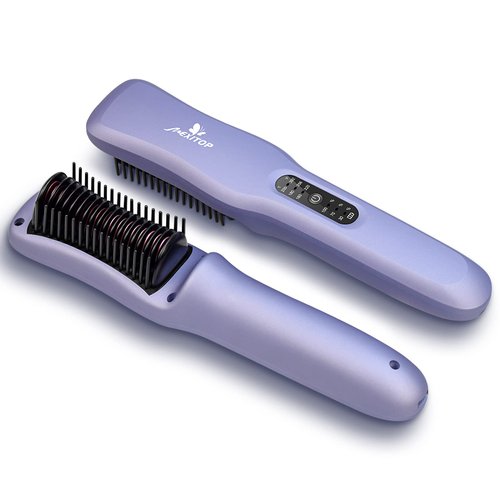 FERNIDA Portable Hair Straightener Brush for Women Cordless Straightening Brush USB Rechargeable Small Mini Straightener Brush for Travel Home Lightweight & Anti-Scald, 3 Temp Setting