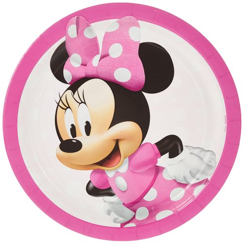 Minnie Mouse Forever Round Plates (9") - Pack of 8 - Vibrant Multicolor Paper Plates - Perfect for Child's Minnie-Themed Party