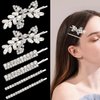 BOYIVI 6 Pieces Rhinestone Bridal Hair Clip, Leaf Wedding Hairpin Bride Crystal Hair Pins Diamond Bobby Pins Jewelry Barrette Hair Accessories for Women Girls