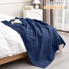 PHF 100% Cotton Waffle Weave Throw Blanket 50"x60"-Lightweight Washed Soft Breathable Blanket for Adults and Kids-Great Blanket Layer for Couch Bed Sofa-Elegant Home Decoration-Navy Blue/Bright Blue
