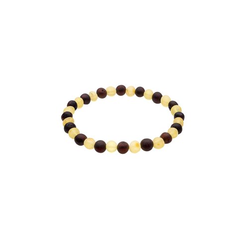 Genuine Amber Bracelet From Baltic Sea Made with Elastic Band Unpolished Cherry and Lemon 18.5 cm (7.2 Inches).