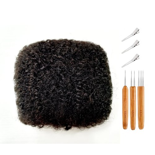 Afro Kinky Bulk 100 ％ Human Hair for loc, 10 Inch 30g 1 Bundles/Package Black,Repair Extensions,Making Dreadlocks Twist or Braids, with Needles and Hair Clips