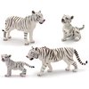 Gemini&Genius White Tiger Family Set Realistic Animal Figurines with Cub, Safari Animals Family Playset Figures, Educational Wildlife World Models, Cake Toppers Christmas Birthday Gift for Kids